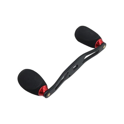 Fishing Reel Handle Red Fishing Baitcasting Handle Rocker Baitcasting Reel Replacement Parts, with EVA Grip Knob and Nut (Black + Red) - color: Black Red