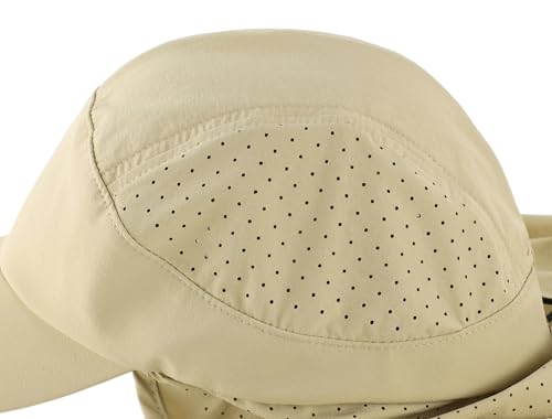 Connectyle Men's Sun Hat with Neck Flap Adjustable Breathable UPF 50+ Sun Protection Baseball Cap for Fishing Hiking Golfing - color: Light Khaki
