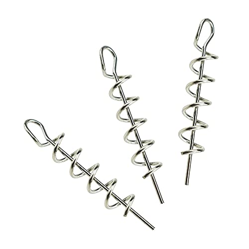 Centering Pin Spring Twist Lock Fishing Screw Worm Hook Crank Grub Rig Fixed Bait Run Straight Self Align Long Enough Secure Not Off Center Stainless Steel for Soft Lure - size: 42mm 50Pcs