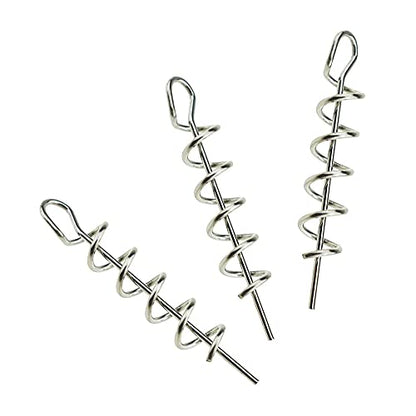 Centering Pin Spring Twist Lock Fishing Screw Worm Hook Crank Grub Rig Fixed Bait Run Straight Self Align Long Enough Secure Not Off Center Stainless Steel for Soft Lure - size: 42mm 50Pcs