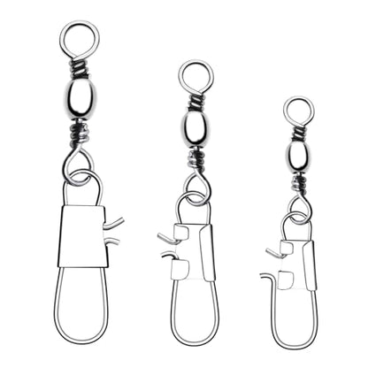 100 PCS Fishing Swivels Snap,Stainless Steel Swivel Fishing Line Connector,Interlock Fishing Hooks Clip,Barrel Snap Swivels for Freshwater and Saltwater Fishing - size: #12-25 lb-100PCS