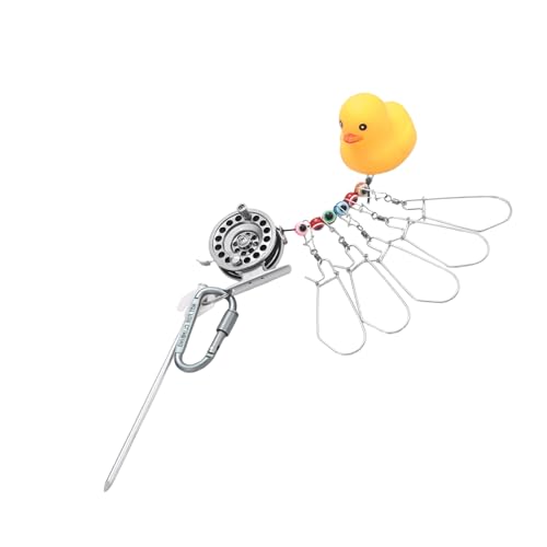Live Fish Holder Stringer with Stainless Steel Chain and Reel Tackle Fishing Holder Buckle Set with Reel - color: 5 buckles, size: 5m
