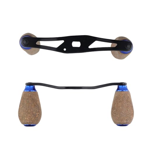 Fishing Reel Handle Replacement Parts Blue Fishing Baitcasting Reel Handle Rocker Arm Girp Fishing Rod Spinning Reel Grip with Wood Knob - color: Blue