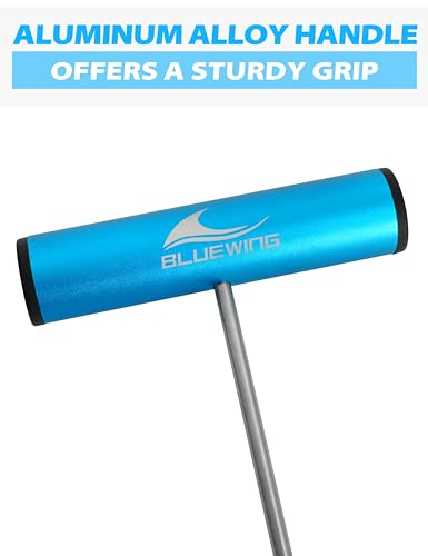 BLUEWING Fishing Hook Remover 12in/24in Stainless Steel Fish Dehooker Saltwater Push and Pull Dehooking Tool, Twist Resistance Design 1pc - color: Blue, size: 12", style: Dual Curve Design