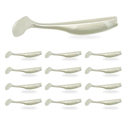 Soft Plastic Paddle Tail Swimbaits – 3 1/4", 4" & 5" Soft Plastic Fishing Lures with Extra-Large Tail for Lifelike Swimming Action – Freshwater & Saltwater - color: Pearl White, size: 4 Inch - 12 Pack