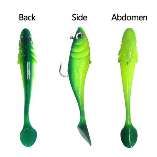 Big Jig Worm Lures Swimming Bait Soft Plastic Fishing Lure for Bass, Crappie, Trout, Pike, Sea Bass, Redfish, Striper,Fishing Lures for Freshwater & Saltwater - color: Green-1 Piece