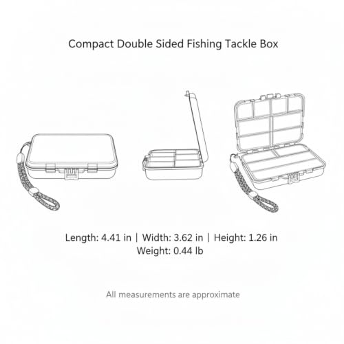 Fits Standard Vest Pockets and Kayak Hatches: Compact Double-Sided Fishing Tackle Box for Lures and Hooks, Black PP Plastic Storage Container - size: 4.41 x 3.62 x 1.26 in