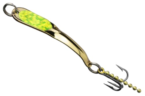 IRON DECOY Steely Fishing Lure Spoon, Casting, Trolling, Jigging, Ice, Lake, River, Stream, Freshwater, Trout, Bass, Walleye, Salmon, Crappie, Pike - color: Gold Chartreuse, size: 1/12 OZ