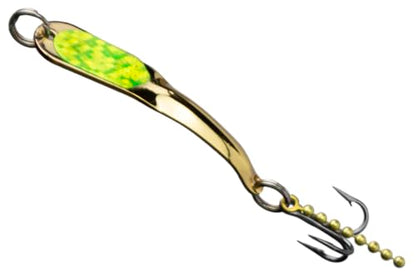 IRON DECOY Steely Fishing Lure Spoon, Casting, Trolling, Jigging, Ice, Lake, River, Stream, Freshwater, Trout, Bass, Walleye, Salmon, Crappie, Pike - color: Gold Chartreuse, size: 1/12 OZ