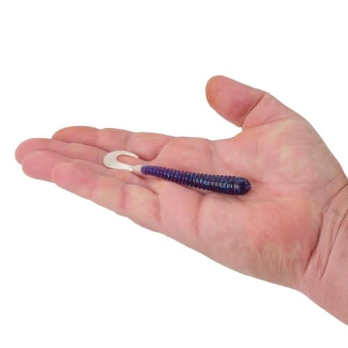 Berkley Berkley PowerBait Rib Worm - color: Electric Blue/White