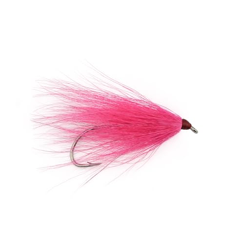 Aqua-Clear, Bucktail Jigs Saltwater Fishing Lures, Flounder Fluke Sea Trout Weakfish Croaker Rig, 3/0 XL Nickel Octopus Hook with White Hair - color: Pink
