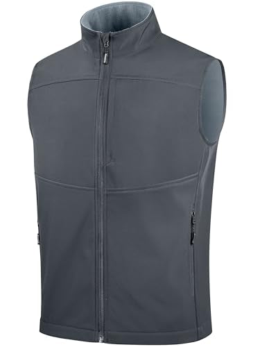 FREE SOLDIER Men's Lightweight Golf Vest Outerwear Windproof Sleeveless Softshell Jacket Running Vest - color: Gray, size: X-Large