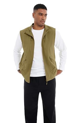 Utility Vest for Men Fishing Golf Travel Hiking Photo Outwear Lightweight Sleeveless Jacket with Pockets - color: Khaki1, size: Large