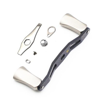 Mr. Z 95mm Carbon Fiber Baitcasting Reel Handle Compatible for Abu Garcia Shimano Daiwa Light Weight Low Profile Casting Reel - color: Metal Silver, size: Right-handed