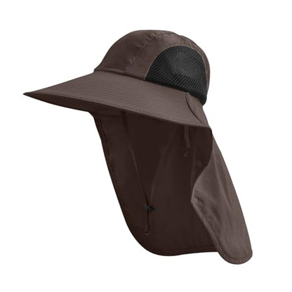 Sun Hat for Men Women with Neck Flap,UPF 50+ UV Protective Hiking Fishing Hats,Wide Brim Sun Hat for Women&Men - color: 1pack-coffee