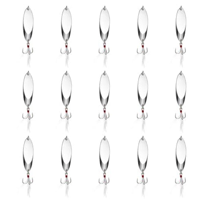 Fishing Spoons Lures, Metal Saltwater Treble Trout Lures Jigging Spoon with Treble Hooks Spinner Baits for Freshwater - color: Silver, size: 20g / 3/4oz