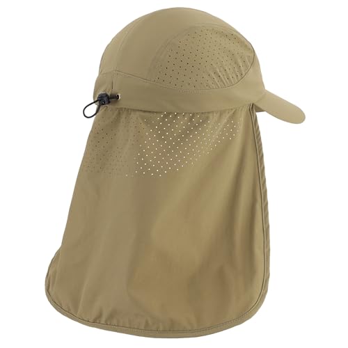 Connectyle Men's Sun Hat with Neck Flap Adjustable Breathable UPF 50+ Sun Protection Baseball Cap for Fishing Hiking Golfing - color: Pea Green