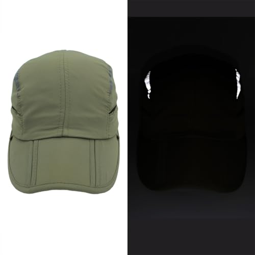 Connectyle Men's Sun Hat with Detachable Neck Flap Adjustable Outdoor UPF 50+ Baseball Sun Cap for Fishing Hiking Golfing - color: Army Green