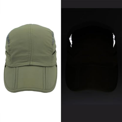 Connectyle Men's Sun Hat with Detachable Neck Flap Adjustable Outdoor UPF 50+ Baseball Sun Cap for Fishing Hiking Golfing - color: Army Green