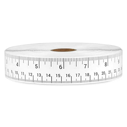 12 inch / 30-Centimeter Repeatable Stick-On Measuring Tape (12-inch, White - 300 ft) Both Metric and Standard Units - Peel-and-Stick Ruler Tape for Left-to-Right Reading (inch/mm) - color: White & Black