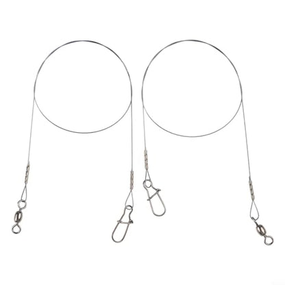 Titanium Fishing Leader Wire with Swivel and Duo-Lock Snap, 7x7 Steel Core for Predatory Fish, Anti-Kink High Strength Tackle for Pike Musky Bass - size: 30cm 14kg