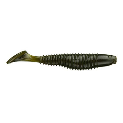 10-Pack Swimmer Fishing Bait, 3.5" Soft Plastic Paddle Tail Swimbait, Freshwater, Ice, or Saltwater Fishing Lures, Bass, Crappie, Walleye, or Trout Lures - color: Green Pumpkin