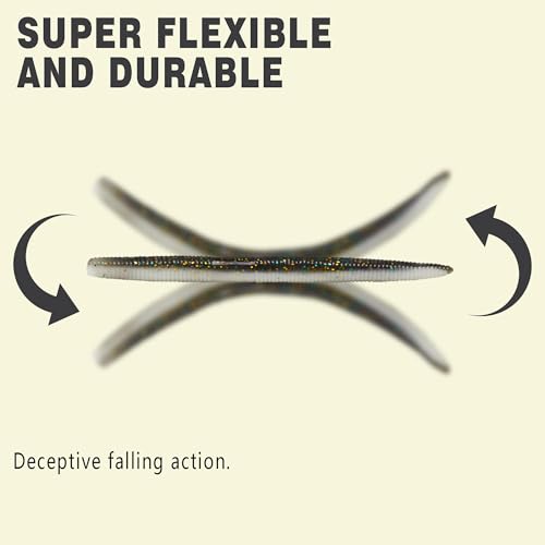 Senko Worms for Bass Fishing, Wacky Worms, Reaction Lure, Soft Plastic Bait for Ned rig, Fishing Lure Kit for Freshwater Bass - size: Senko01