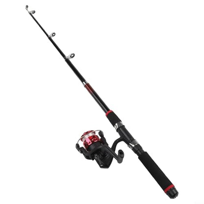 Telescopic Fishing Rod and Reel, Portable Travel Fishing Kit with Tackle Box, Lightweight for Backpacking, Beginner - size: Red Rod Set