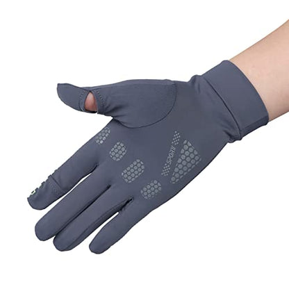 Mens Women Driving Gloves Summer UV Sun Protection Gloves Non-Slip Touchscreen Ice-Silk Sunblock Gloves for Cycling Riding - color: Standard Dark Grey