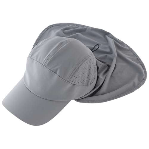 Connectyle Men's Sun Hat with Neck Flap Adjustable Breathable UPF 50+ Sun Protection Baseball Cap for Fishing Hiking Golfing - color: Dark Grey