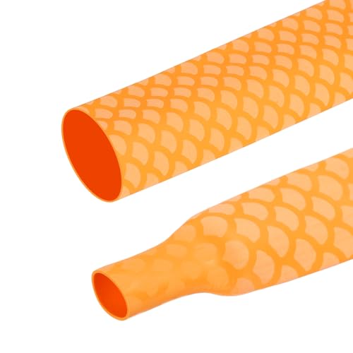 MECCANIXITY 4Pcs 3.3ft 1.4" Dia Heat Shrink Tubing for Fishing Rods, 35mm 1.8:1 Fish Scale Pattern Heat Shrink Wrap Handle Rod Grip with Anti-Slip Waterproof Insulation, Yellow - color: Yellow, size: 35 mm