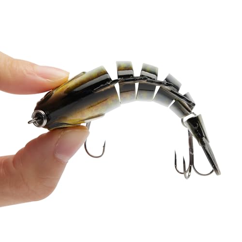 BASSDASH SwimPanfish Multi Jointed Panfish Bluegill Swimbaits Hard Topwater Bass Lures Fishing Lure Crank Saltwater 3.5in/0.85oz - color: Blue/Gold Pumpkinseed