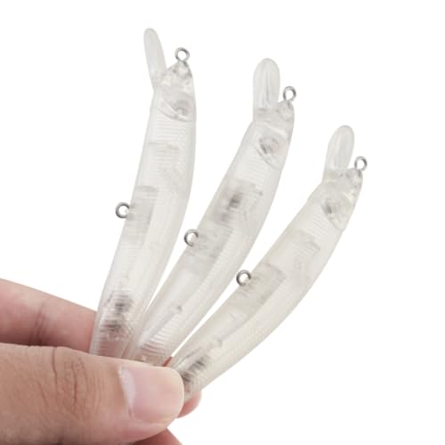 20pcs Blank Unpainted Minnow Crankbait, Blank Crankbaits Topwater Fishing Lures, Unpainted Lure Minnow for Bass Salmon Trout