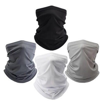 Fishing Neck Gaiter, Sun Protection Face Mask, Cooling Neck Shield Scarf Cycling Balaclava Bandana for Men and Women - color: Black+white+grey+light Grey