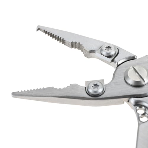 dophee Fishing Pliers Saltwater with Split Ring, Stainless Steel Mini Multifunctional Fish Hook Remover PE Line Cutter Scissors Tool Fishing Gear Accessories
