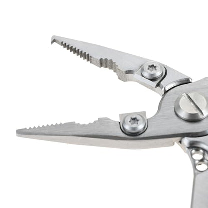 dophee Fishing Pliers Saltwater with Split Ring, Stainless Steel Mini Multifunctional Fish Hook Remover PE Line Cutter Scissors Tool Fishing Gear Accessories