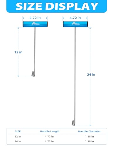 BLUEWING Fishing Hook Remover 12in/24in Stainless Steel Fish Dehooker Saltwater Push and Pull Dehooking Tool, Twist Resistance Design 1pc - color: Blue, size: 24", style: Dual Curve Design