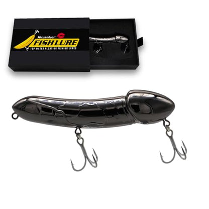 Funny Fishing Gifts for Men Women, Novelty Bass Topwater Lures, Father Christmas Birthday Gifts Stocking Stuffers - color: Sliver Grey