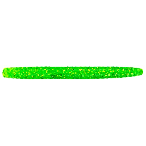Yamamoto Senko Soft Plastic Worm Easy to Use Bass Fishing Stick Bait Lures - color: CHARTREUSE W/ LARGE GREEN & CHARTREUSE FLAKE, size: 4 Inch