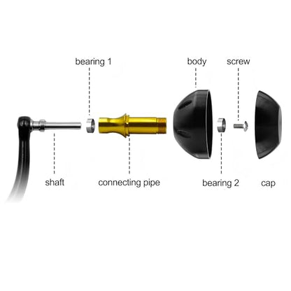 38mm Aluminum Fishing Reel Handle Knob, Lightweight Saltwater-Grade Reel Handle Replacement Compatible with Popular Spinning Reels, Ergonomic Hollow Grip for Freshwater & Saltwater Anglers