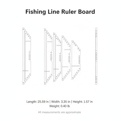 Anglers Carbon Fiber Fishing Line Ruler Board for Precise Knot Tying and Line Management, Portable Measuring Station - size: 25.59 x 3.35 x 1.57 in