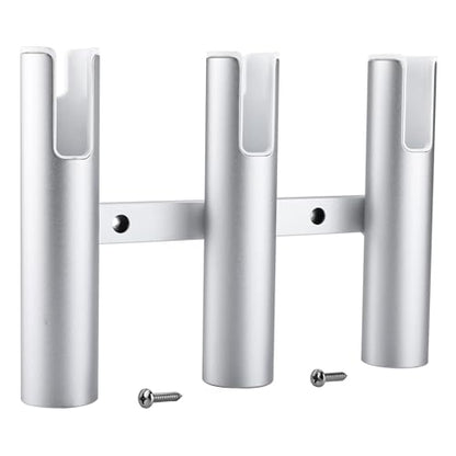 NovelBee 2pcs 3 Tube Fishing Rod Holders for Boat,Aluminium Rod Holders with Screws - color: Silver & White