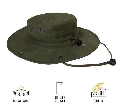 Rothco Adjustable Boonie Hat with Neck Cover – Rugged Outdoor Fishing Bucket Hat - color: Khaki