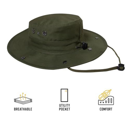 Rothco Adjustable Boonie Hat with Neck Cover – Rugged Outdoor Fishing Bucket Hat - color: Khaki