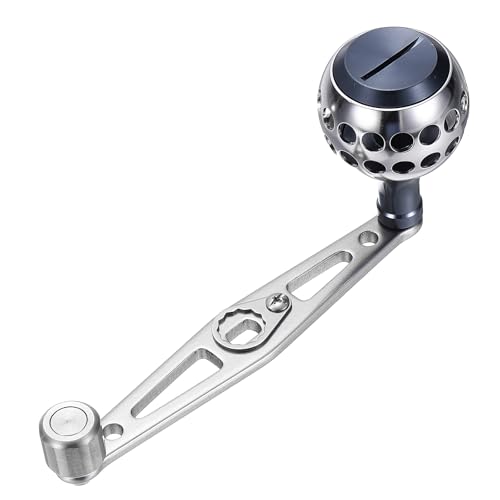 Baitcasting Power Handle, Metal Round Fishing Reel Rocker Handle Knob Replacement Parts - color: Silver