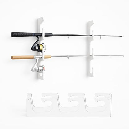 TRAPSKI Made in The USA Fishing Rod/Pole Holder Rack Organizers | Wall or Boat Mounting Fishing Rod Rack | Marine Grade HDPE Plastic | Pole Holder for up to 3 Rods | Stackable - color: H3 White