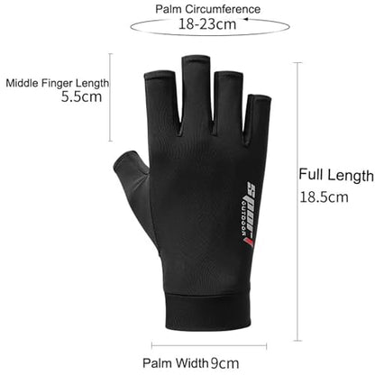 UTOWO Mens Spring/Summe Half Finger Gloves Outdoor Hiking Driving Cycling Riding Breathable Sunblock Gloves UV Protection - color: Black