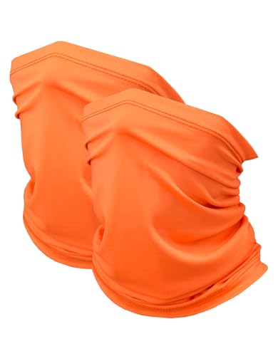 JHYWELL Cooling Neck Gaiter Face Mask, UV Protection Masks Gator, Windproof Bandana for Skiing, Fishing, Hiking, Cycling - color: Neon Orange