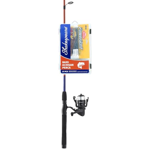 Shakespeare Catch More Fish Spinning Reel and Fishing Rod Combo with Kit - color: Bass, style: 2024 Model