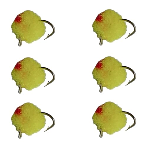 Bead Head Trout & Salmon Eggs, 12 Fly Fishing Lures in Size 12 - Streamer & Steelhead Flies - color: Yellow (6pc)